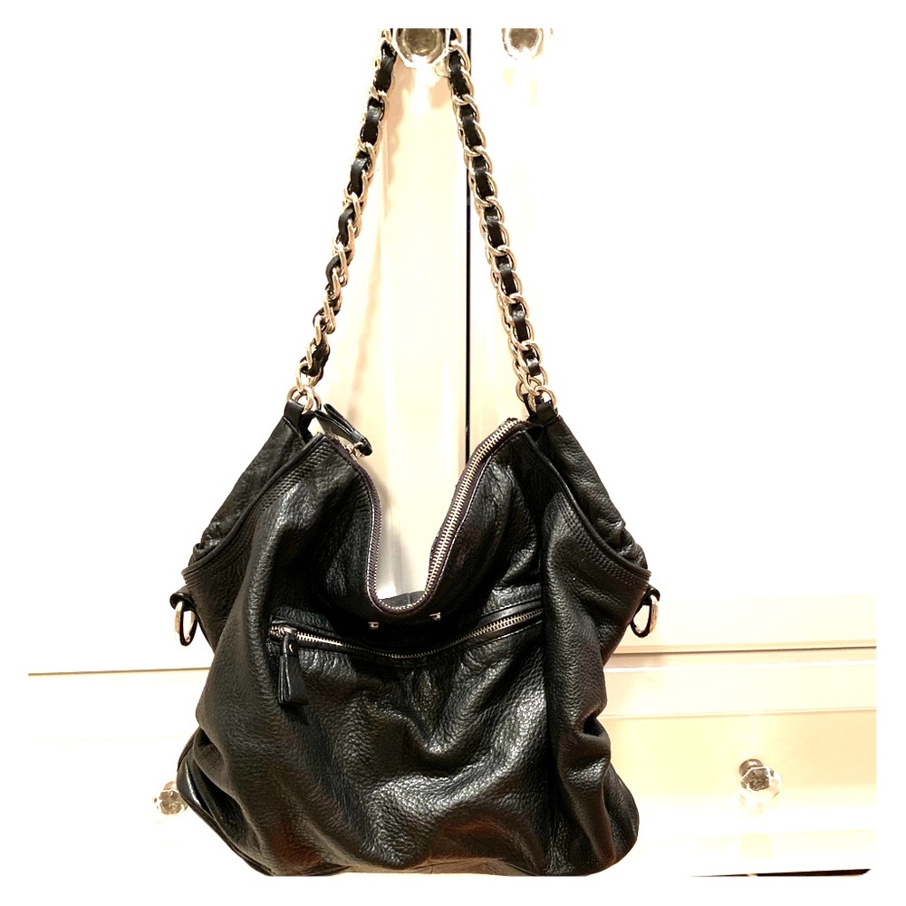 Calvin Klein black pebbled leather bag